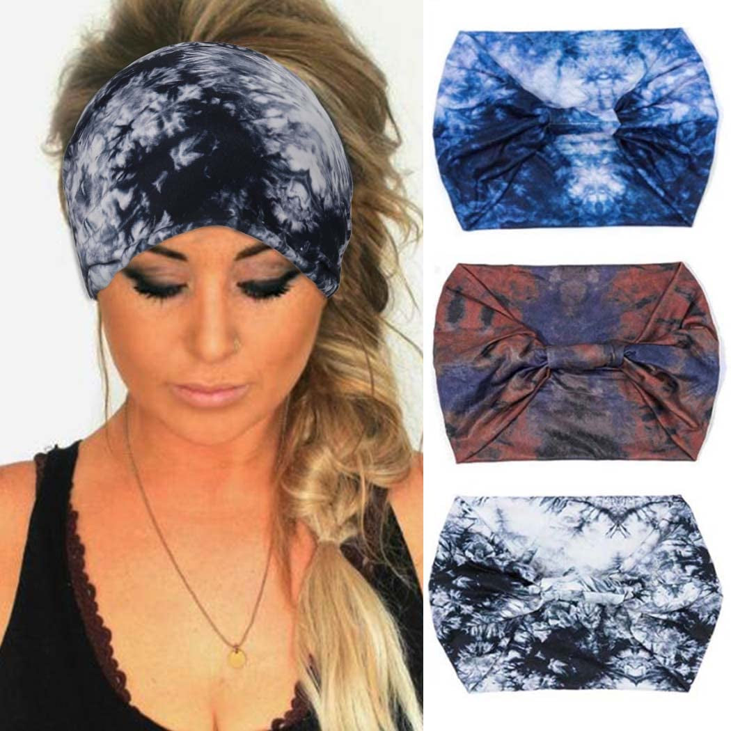 CAKURE Boho Wide Headbands African Head Wraps Stretchy Hairbands Stripe Turban Head Bands for Women and Girls Pack of 3 (Set1) Apparel & Accessories > Clothing Accessories > Bandanas & Headties CAKURE Set5  