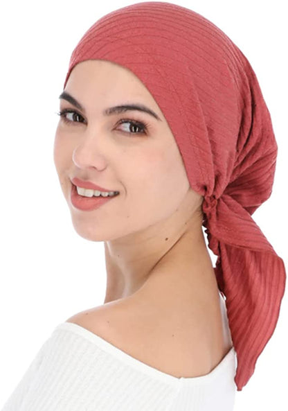 Madison Headwear Pretied Head Scarves for Women Featuring a Unique Sparkly Foil Finish and Stretchy Ribbed Fabric Apparel & Accessories > Clothing Accessories > Headwear Madison Headwear Solid Dry Rose  