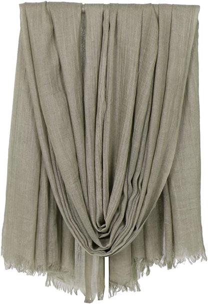 LMVERNA Women Solid Color Scarfs Large Long Lightweight Fringed Headscarf Linen Sheer Shawl Wrap Apparel & Accessories > Clothing Accessories > Scarves & Shawls LMVERNA Khaki  