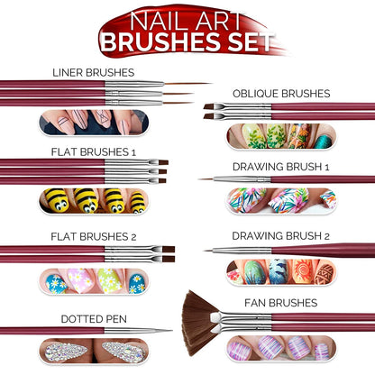 Nail Art Brushes Kit, Teenitor Nail Art Tool with Nail Dotting Tools, 3D Butterfly Nail Art Stickers, Nail Art Rhinestones and Pick up Tweezer, Nail Foil Flakes, Nail Art Striping Tape Health & Beauty > Personal Care > Cosmetics > Cosmetic Tools > Nail Tools Teenitor   
