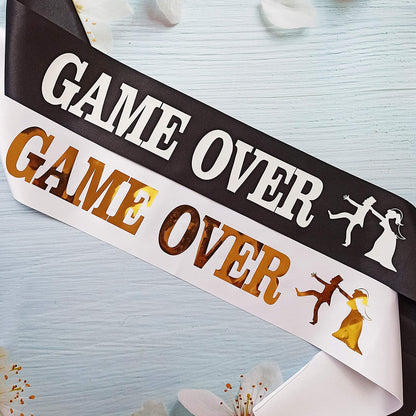 Game over Bachelor Party Groom Sash, Funny Wedding Engagement Gift Idea for Video Gamer Groom to Be Apparel & Accessories > Clothing Accessories > Sashes Magnusson's Garden   