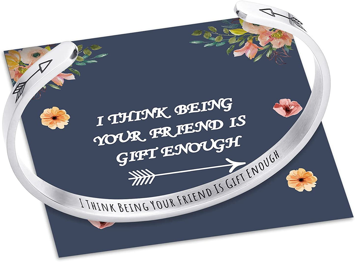 M MOOHAM Bracelets for Women- Engraved Quote Inspirational Bracelet Birthday Christmas Funny Gifts for Best Friend, Daughter, Son, Sister, Niece, Mom, Coworkers, Stainless Steel Jewelry Apparel & Accessories > Jewelry > Bracelets M MOOHAM I think being your friend is gift enough  