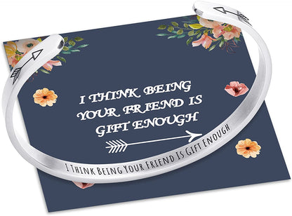 M MOOHAM Bracelets for Women- Engraved Quote Inspirational Bracelet Birthday Christmas Funny Gifts for Best Friend, Daughter, Son, Sister, Niece, Mom, Coworkers, Stainless Steel Jewelry Apparel & Accessories > Jewelry > Bracelets M MOOHAM I think being your friend is gift enough  