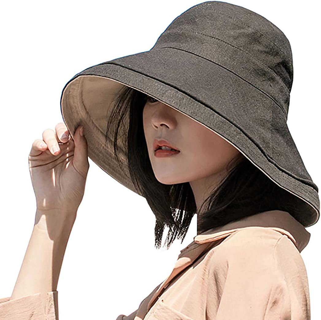 Farodor Women'S Packable Reversible Bucket Hat UV Sun Protection Wide Brim Summer Beach Cap Apparel & Accessories > Clothing Accessories > Hats FaroDor 1black  