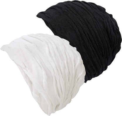 Senker Fashion Women Beanies Hat 2 Pack, Chemo Headwear Cancer Chemo Caps Slouchy Beanie for Women Men Apparel & Accessories > Clothing Accessories > Headwear Senker Fashion F-black & Beige  