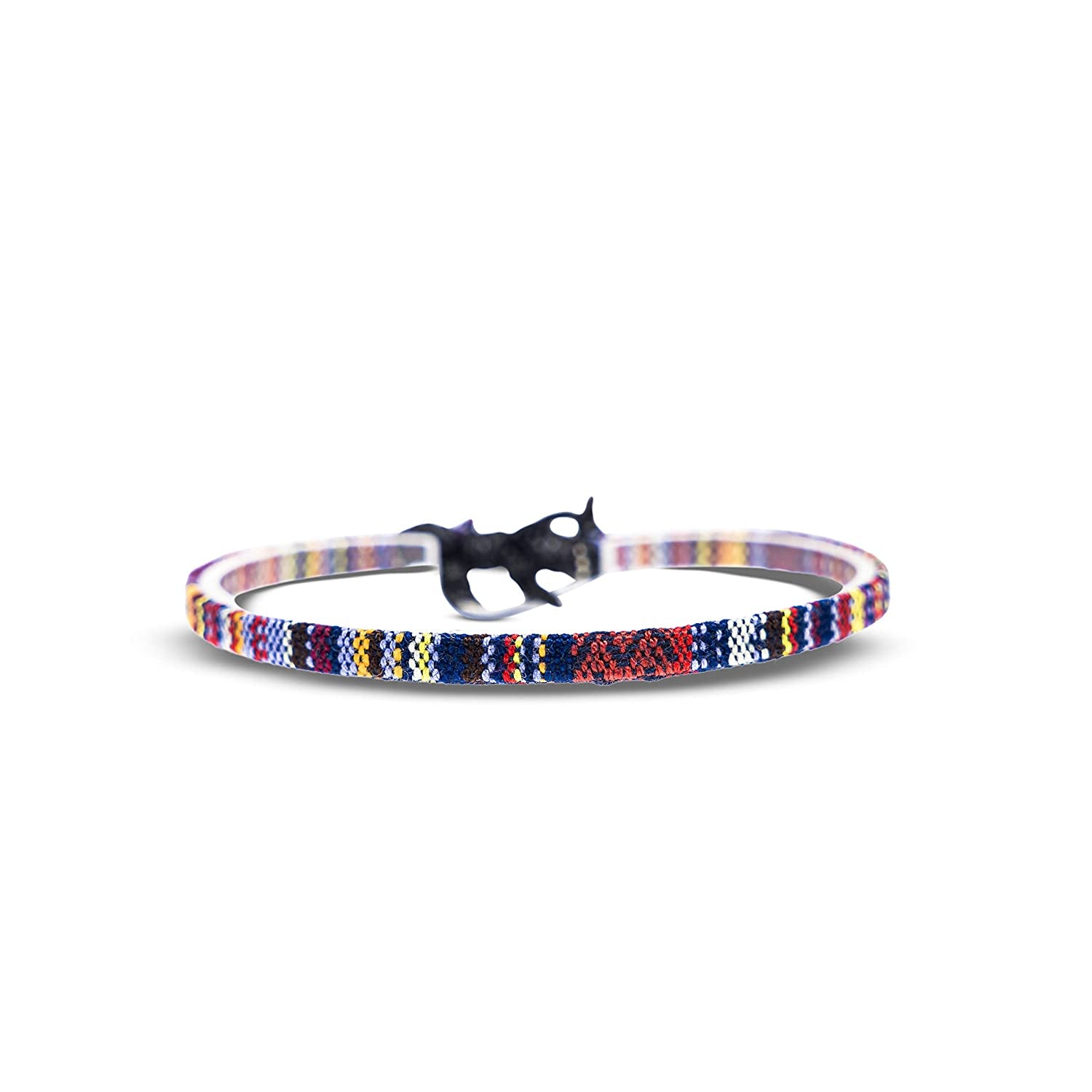Boho Surfer Bracelet Women & Men - Braided Summer Beach Bracelet - Handmade Festival Accessories - Thin Friendship Bracelets - 100% Waterproof & Adjustable - Ethnic Hippie Style Jewelry (Blue-White) Apparel & Accessories > Jewelry > Bracelets Made by Nami Dark Multi  