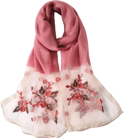 WINCESS.YU Silk Scarf for Women Lightweight Shawls and Wraps for Weddings Fashion Pashmina Shawl Embroidered Scarves Apparel & Accessories > Clothing Accessories > Scarves & Shawls WINCESS.YU Watermelon  