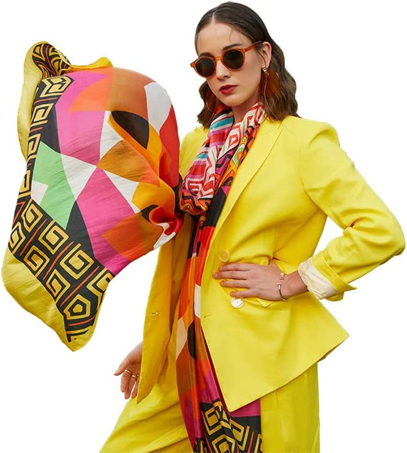 DANA XU Women'S Mulberry Satin Silk Fashion Summer Shawls Large Size Floral Scarf Oversize Soft Wraps for Evening Dresses Apparel & Accessories > Clothing Accessories > Scarves & Shawls DANA XU 15 Multicolor  