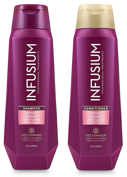 Infusium Professional Treatments Haircare - Repair & Renew with Argan Oil & Keratin - Shampoo & Conditioner Set - Net Wt. 13.5 FL OZ (400 Ml) per Bottle - One Set Health & Beauty > Personal Care > Hair Care Infusium   