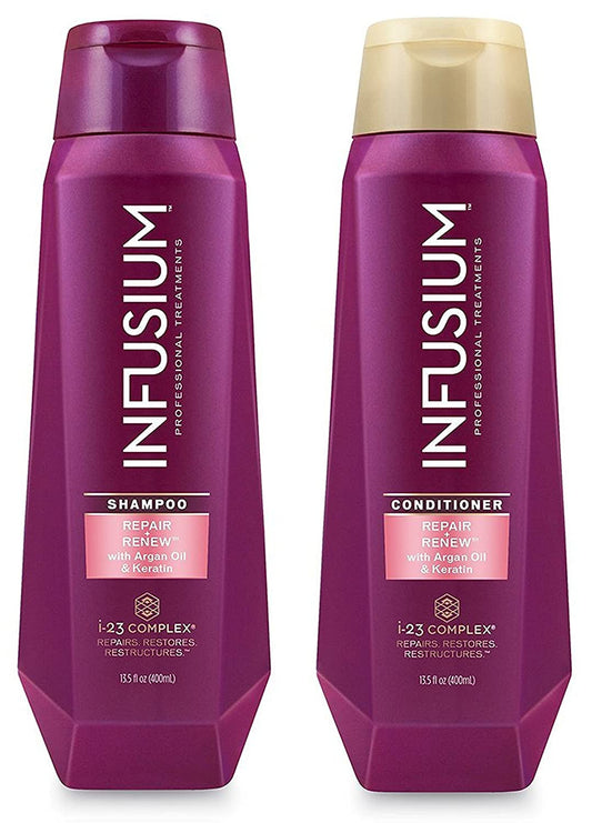 Infusium Professional Treatments Haircare - Repair & Renew with Argan Oil & Keratin - Shampoo & Conditioner Set - Net Wt. 13.5 FL OZ (400 Ml) per Bottle - One Set Health & Beauty > Personal Care > Hair Care Infusium   