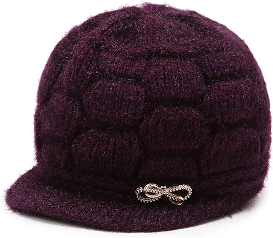 DANMY Women'S Winter Hat, Fleece Lined Womens Beanie Hat, Middle-Aged and Old Warm Earmuff Hat for Women (One Size, 1Pcs Purple) Apparel & Accessories > Clothing Accessories > Hats DANMY   
