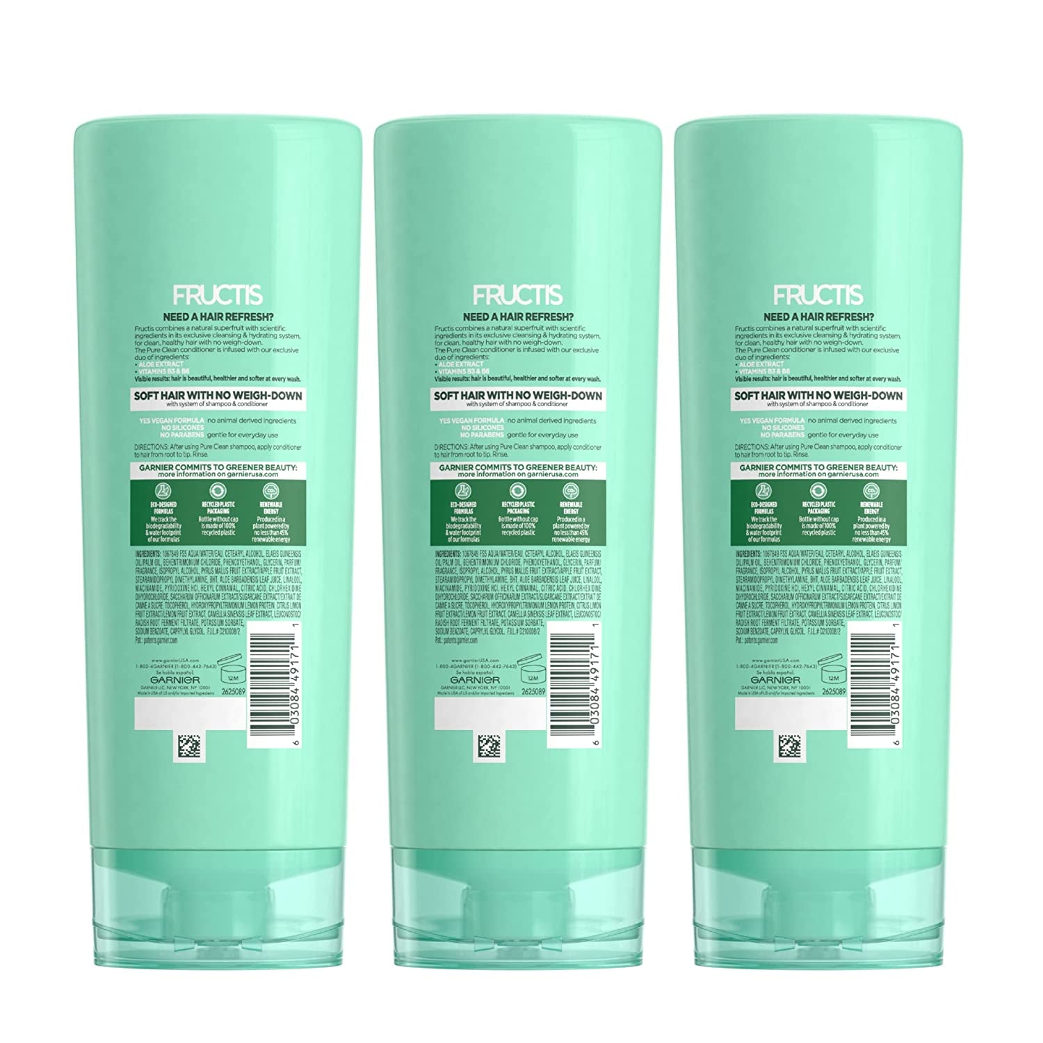 Garnier Hair Care Fructis Pure Clean Conditioner, 12 Fl Oz (Pack of 3) - Packaging May Vary Health & Beauty > Personal Care > Hair Care Garnier   