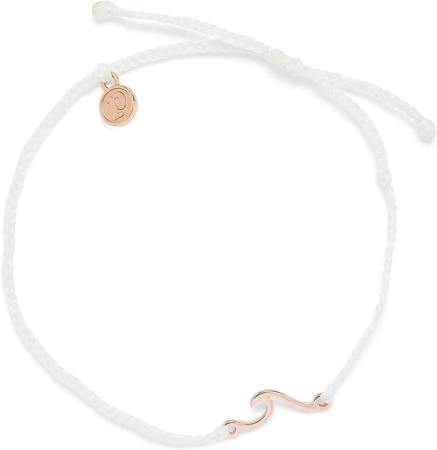 Pura Vida Gold or Silver or Rose Gold Shoreline Anklet W/Plated Charm - Adjustable Band, 100% Waterproof Apparel & Accessories > Jewelry > Anklets Pura Vida White  