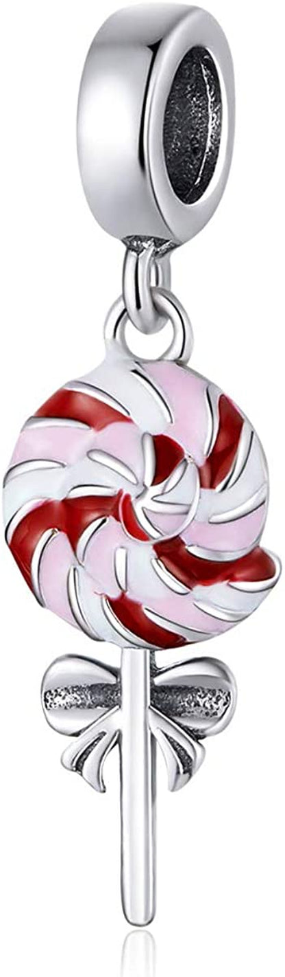 Sweets Candy Charm Bead for Bracelets Original 925 Sterling Silver Birthday Mother'S Day Christmas Charms for Pandora'S Bracelets or Necklace Family Mom Wife Sister Gift for Her Apparel & Accessories > Jewelry > Bracelets Eternalll Jewellery Pink Lollipop Charms  