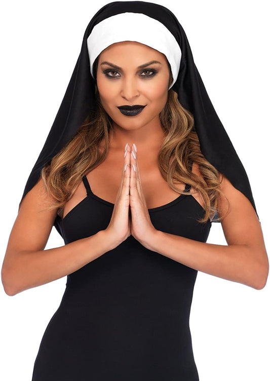 Leg Avenue Women'S Nun Habit Cap Costume Accessory Apparel & Accessories > Clothing Accessories > Headwear Leg Avenue Black/White  