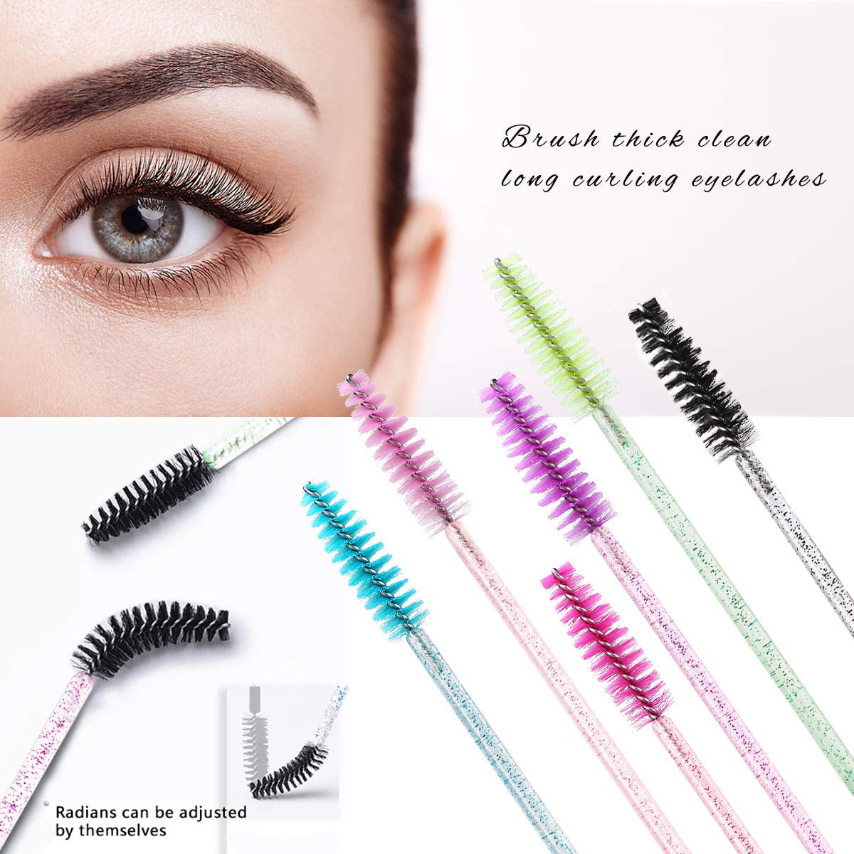 Elisel 300 PCS Disposable Mascara Brushes Crystal Eyelash Brushes Mascara Wands Applicator Eyelash Extensions Makeup Tools Eyebrow Brush (Crystal Multicolor) Health & Beauty > Personal Care > Cosmetics > Cosmetic Tools > Makeup Tools Elisel   