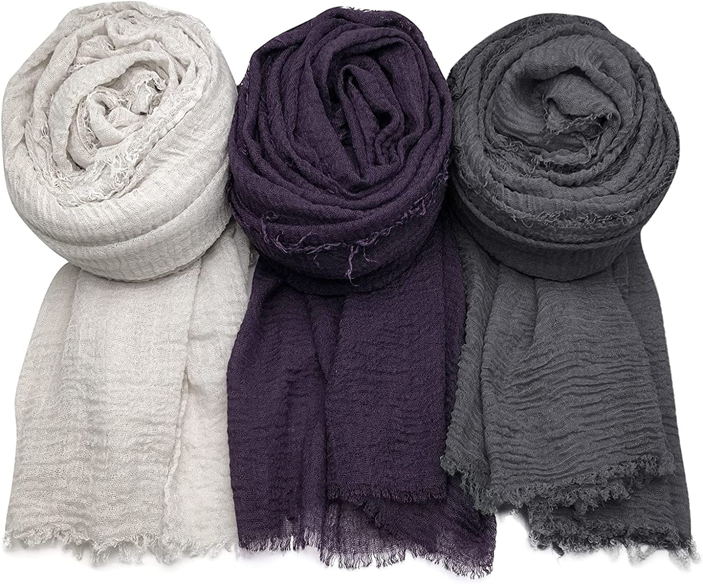 Women Scarf Shawl for All Season 3PCS Scarve Wrap Scarve. Apparel & Accessories > Clothing Accessories > Scarves & Shawls Axe Sickle Dark Purple, Dark Gray, Gray White  