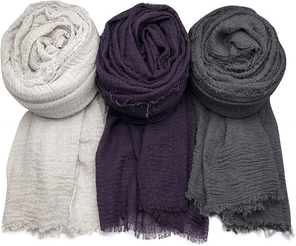 Women Scarf Shawl for All Season 3PCS Scarve Wrap Scarve. Apparel & Accessories > Clothing Accessories > Scarves & Shawls Axe Sickle Dark Purple, Dark Gray, Gray White  