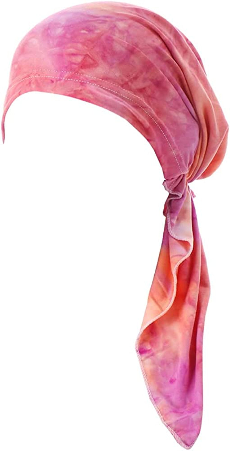 Fxhixiy Pre-Tied Bandana Turban Hat Chemo Cancer Headscarf Headwraps Headwear for Women Hair Cover Hat Apparel & Accessories > Clothing Accessories > Bandanas & Headties Fxhixiy Orange Pink  
