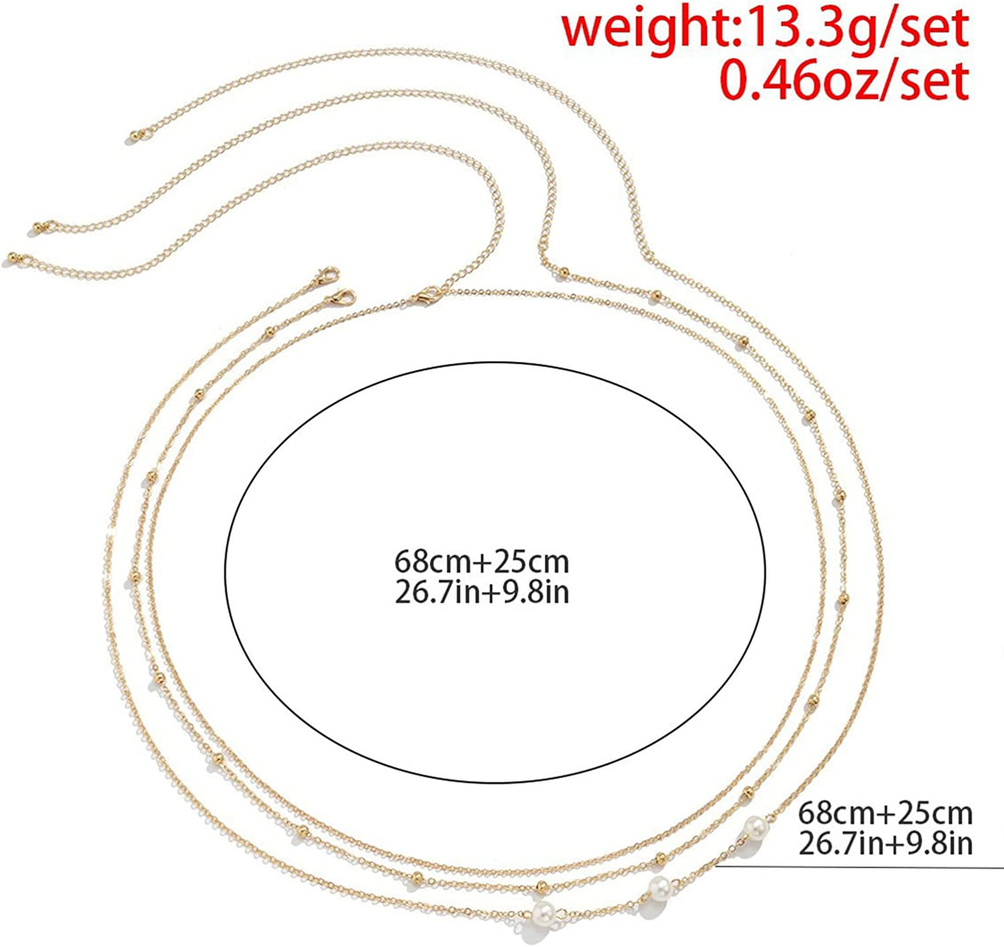 Silver/Gold Layered Waist Chains 26.7''/31.4''Adjustable Belly Chain Jewelry for Women Minimalist Beach Bikini Body Chain Apparel & Accessories > Jewelry > Body Jewelry Otxas   