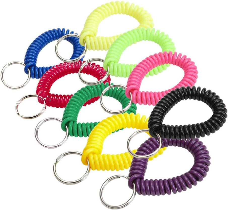 Lucky Line 2” Diameter Spiral Wrist Coil with Steel Key Ring, Flexible Wrist Band Key Chain Bracelet, Stretches to 12”, Purple 1 PK (410651) Apparel & Accessories > Jewelry > Bracelets Lucky Line Assorted Colors Pack of 10 