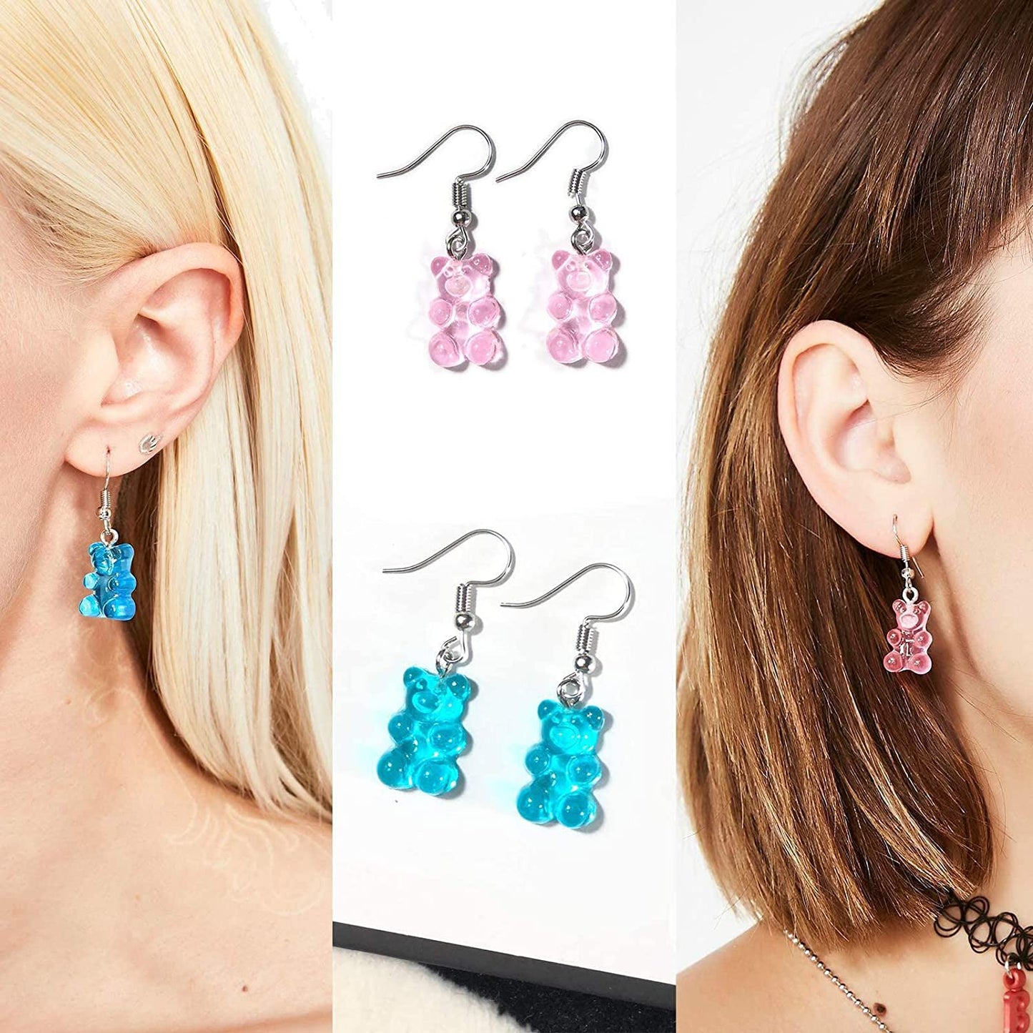 Weird Earrings Aesthetic Earrings Gummy Bear Earring Cool Earrings Quirky Earrings Cute Earrings Kawaii Earrings Funny Earrings Crazy Earrings Set for Women Girls Egirl Apparel & Accessories > Jewelry > Earrings Sclorey   