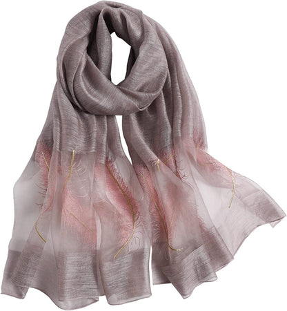 WINCESS.YU Silk Scarf for Women Lightweight Shawls and Wraps for Weddings Fashion Pashmina Shawl Embroidered Scarves Apparel & Accessories > Clothing Accessories > Scarves & Shawls WINCESS.YU 8505-widen  