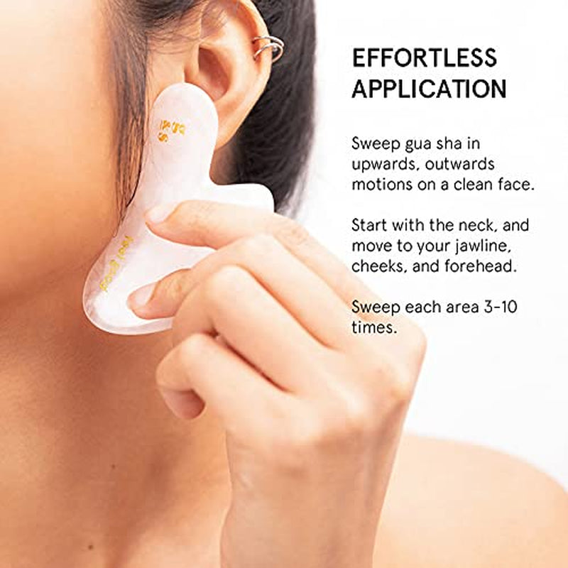 Rose Quartz Gua Sha Massage Tool - Guasha Tool for Face - Skincare Gua Sha Stone - Sculpting Jawline, Lymphatic Drainage, Depuffing, Massager - Face Gua Sha - Gusha Facial Tools for Scraping (Pink) Health & Beauty > Personal Care > Cosmetics > Cosmetic Tools > Skin Care Tools Grace & Stella   