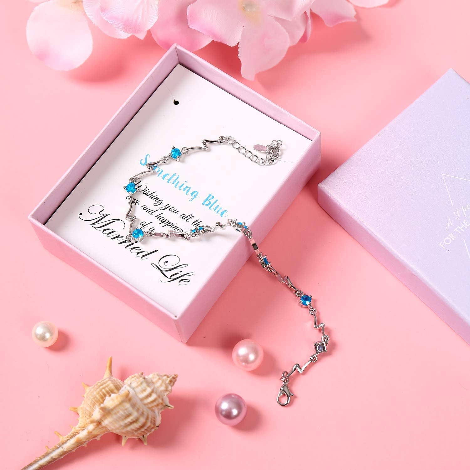 Something Blue Bride Anklet, Wedding Gift for Bride, Bridal Shower Gift, Gift Box Packaged (Blue Anklet) Apparel & Accessories > Jewelry > Anklets TRULIVA   