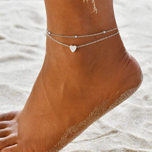 Beach Ankle Bracelets, Love Heart Charm Ankle Bracelet, Adjustable Beach Ankle Stainless Steel Anklet Chain Beach Foot Jewelry Apparel & Accessories > Jewelry > Anklets Generic   