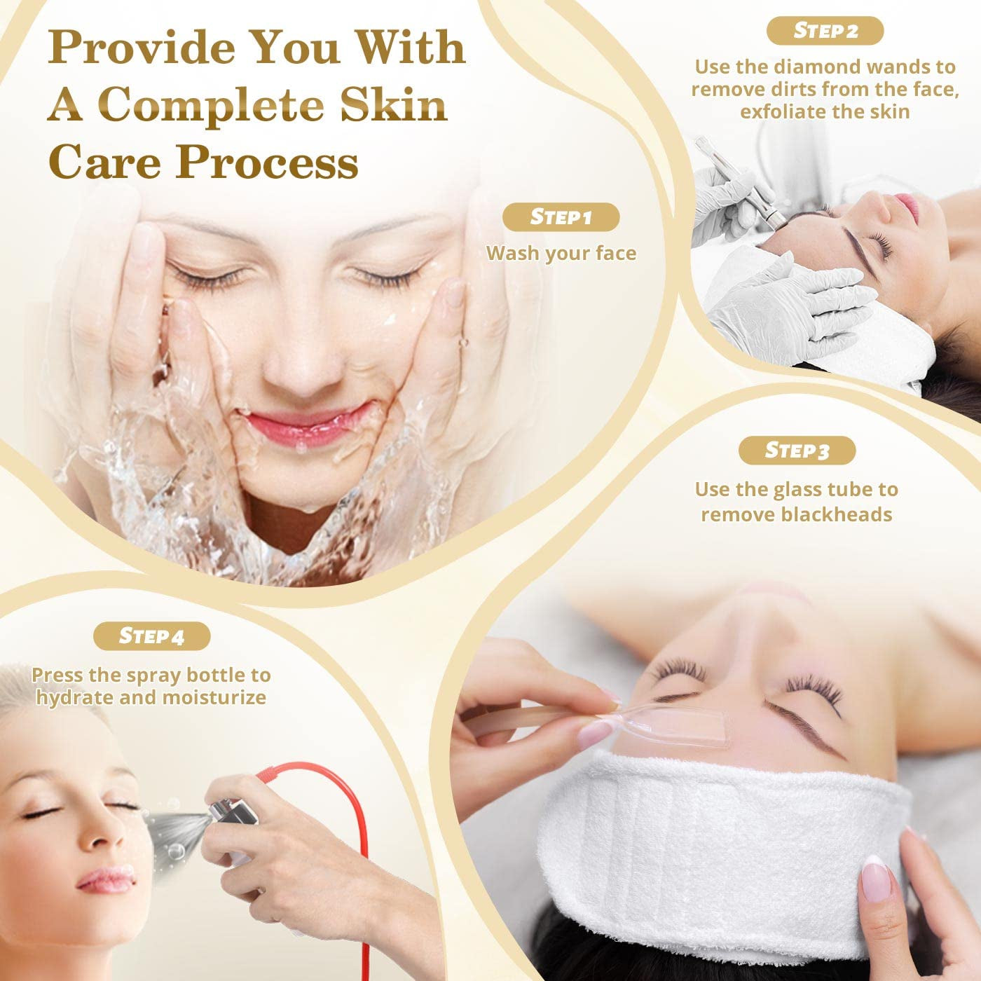 Sextupole Microdermabrasion Machine Professional 3 in 1 Diamond Microdermabrasion Machine Facial Care Equipment with Sprayer Bottle for Blackhead Removal Facial Skin Cleansing Health & Beauty > Personal Care > Cosmetics > Cosmetic Tools > Skin Care Tools Sextupole   
