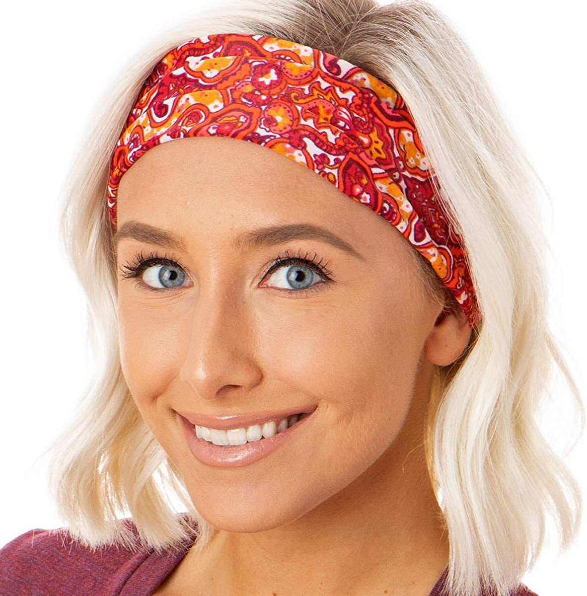 Hipsy Adjustable & Stretchy Printed Xflex Wide Headbands for Women Girls & Teens Apparel & Accessories > Clothing Accessories > Bandanas & Headties Hipsy Xflex Red Paisley 1pk  