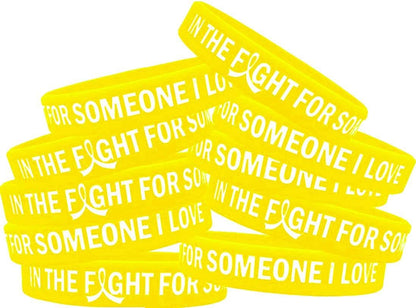In the Fight for Someone I Love Silicone Wristband Bracelet Premium Quality 10-Pack (Assorted Colors) Apparel & Accessories > Jewelry > Bracelets Fight Like a Girl Yellow  