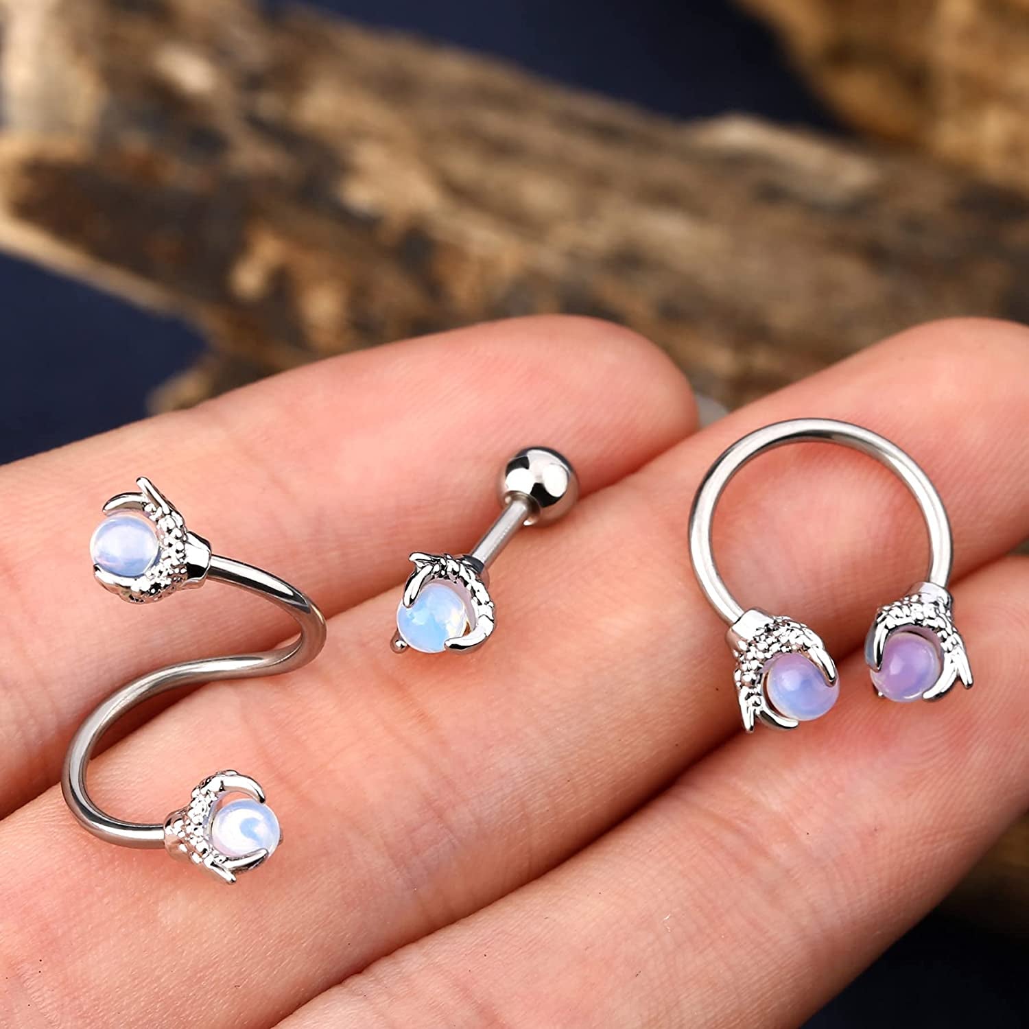 OUFER 3PCS Cartilage Earrings, 316L Surgical Steel Mixed Earrings with Dragon Claw Twist Helix Earring Ear Body Piercing Jewelry Tragus Earring Apparel & Accessories > Jewelry > Earrings OUFER   