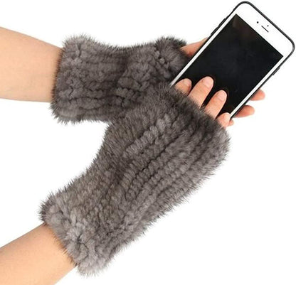 Valpeak Womens Winter Mittens Knitted Mink Fur Gloves Fingerless Arm Warmers Cold Weather Elasticity Apparel & Accessories > Clothing Accessories > Gloves & Mittens Valpeak   