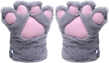Odema Womens Winter Warm Gloves Cosplay Cat Paw All Cover Mittens for Girls Apparel & Accessories > Clothing Accessories > Gloves & Mittens Odema Gray  