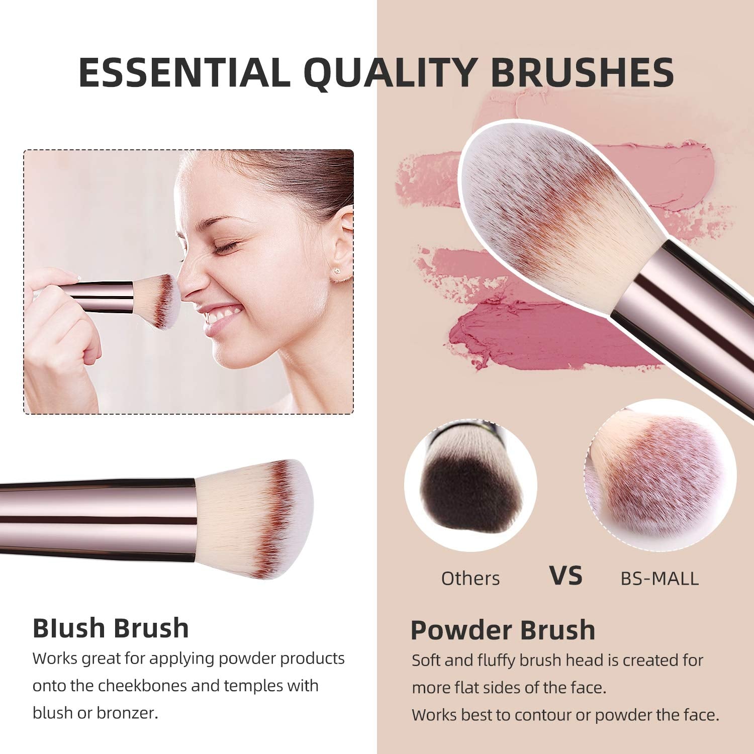 BS-MALL Makeup Brush Set 18 Pcs Premium Synthetic Foundation Powder Concealers Eye Shadows Blush Makeup Brushes with Black Case (Champagne Gold) Health & Beauty > Personal Care > Cosmetics > Cosmetic Tools > Makeup Tools BS-MALL   