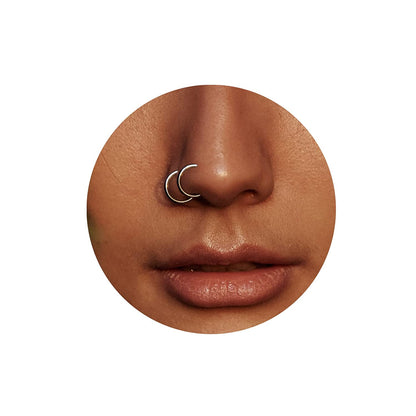 Nose Ring 2Pcs Set 925 Silver Fake Piercing Handmade Clip-On Hoop Fake Nose Ring without Piercing, Ladies Body Jewelry Fake Nose Ring Apparel & Accessories > Jewelry > Body Jewelry MEINESQIS   