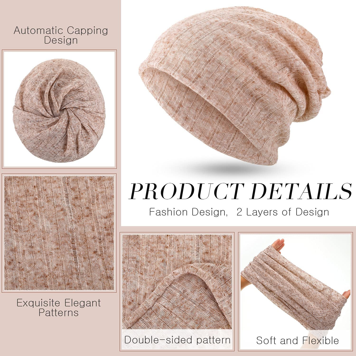 SATINIOR 5 Pieces Women'S Slouchy Beanie Hat Baggy Skull Sleep Cap Turban Headwear Apparel & Accessories > Clothing Accessories > Hats SATINIOR   