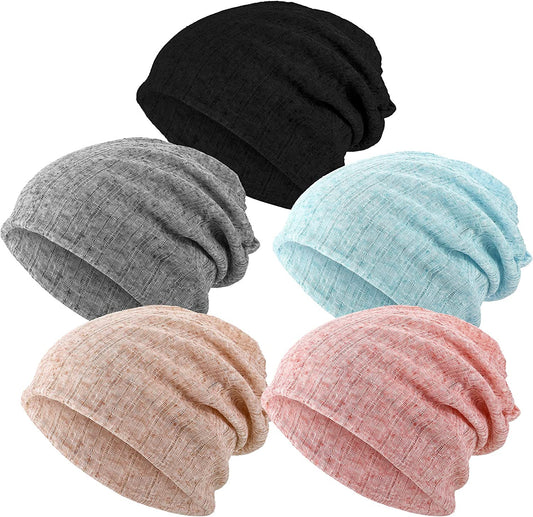 SATINIOR 5 Pieces Women'S Slouchy Beanie Hat Baggy Skull Sleep Cap Turban Headwear Apparel & Accessories > Clothing Accessories > Hats SATINIOR Pure Color Style  