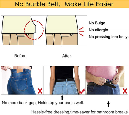 No Buckle Elastic Stretch Belts for Men and Women, Comfortable Invisible Belts for Jeans Pants Apparel & Accessories > Clothing Accessories > Belts SUOSDEY   