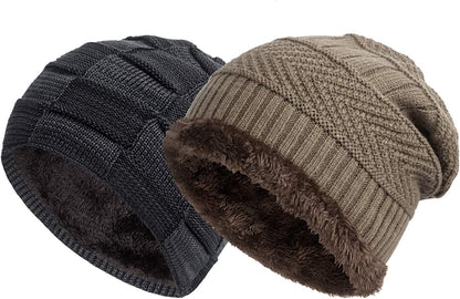 Ousipps 2 Pack Winter Hats for Men Women, Baggy Mens Beanies for Winter Ski Snow Skull Hats Black Beanie for Men and Women Apparel & Accessories > Clothing Accessories > Hats Ousipps   