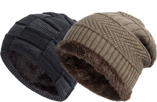 Ousipps 2 Pack Winter Hats for Men Women, Baggy Mens Beanies for Winter Ski Snow Skull Hats Black Beanie for Men and Women Apparel & Accessories > Clothing Accessories > Hats Ousipps   