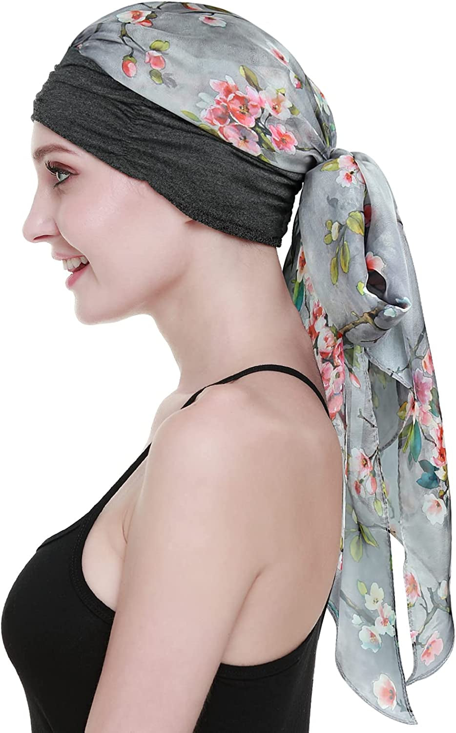 Chemo Headwear Headwrap Scarf Cancer Caps Gifts for Hair Loss Women Apparel & Accessories > Clothing Accessories > Bandanas & Headties FocusCare Gray Pink  