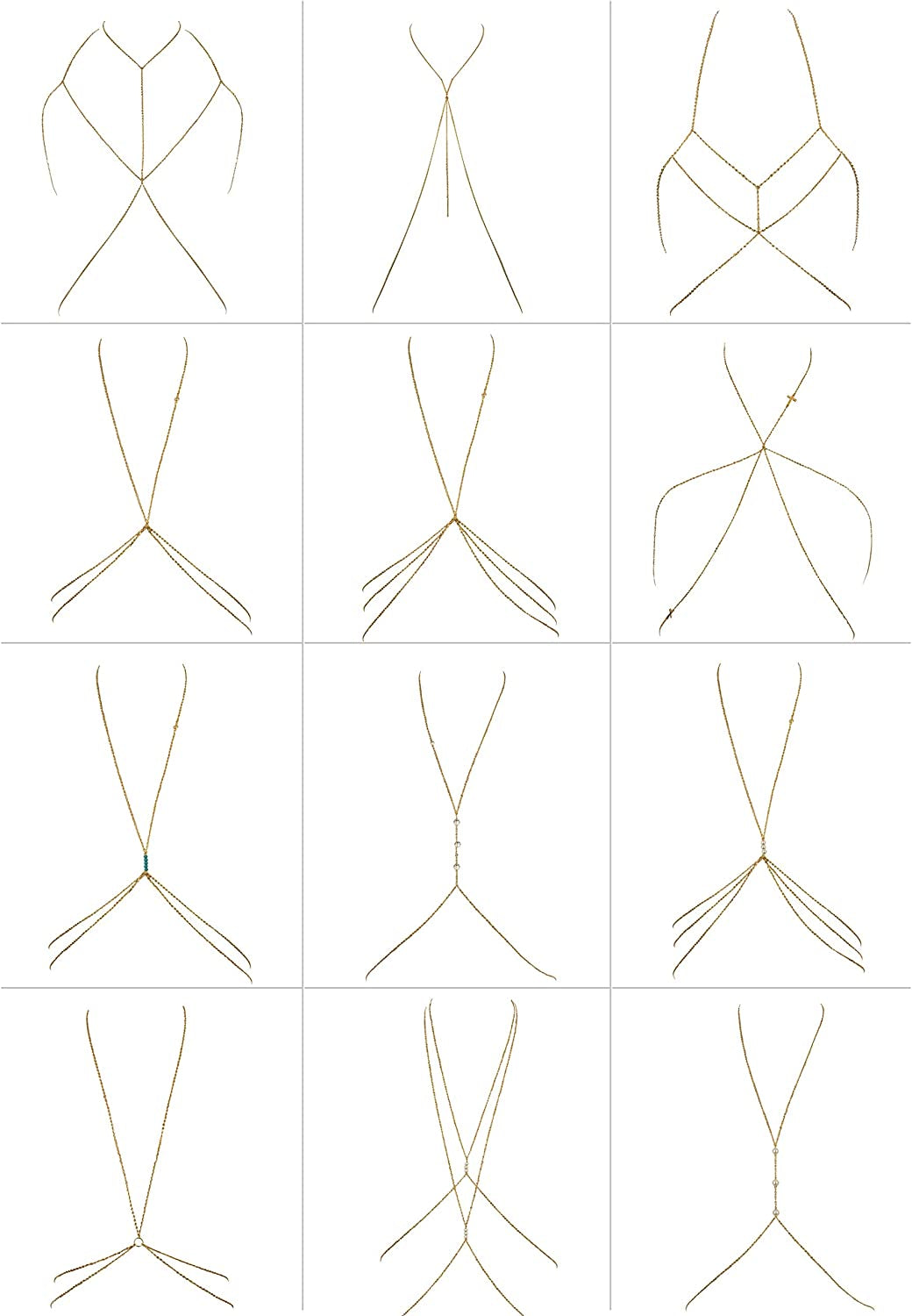 Vegolita 12Pcs Body Chains for Women Beach Bikini Waist Belly Chain Jewelry Necklace Gold Tone Apparel & Accessories > Jewelry > Body Jewelry Vegolita   