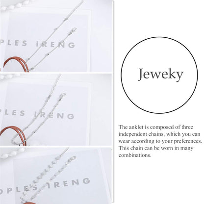 Jeweky Boho Layered Sequines Anklets Beads Foot Jewelry Chain Ankle Bracelets for Women and Girls (Silver) Apparel & Accessories > Jewelry > Anklets Jeweky   