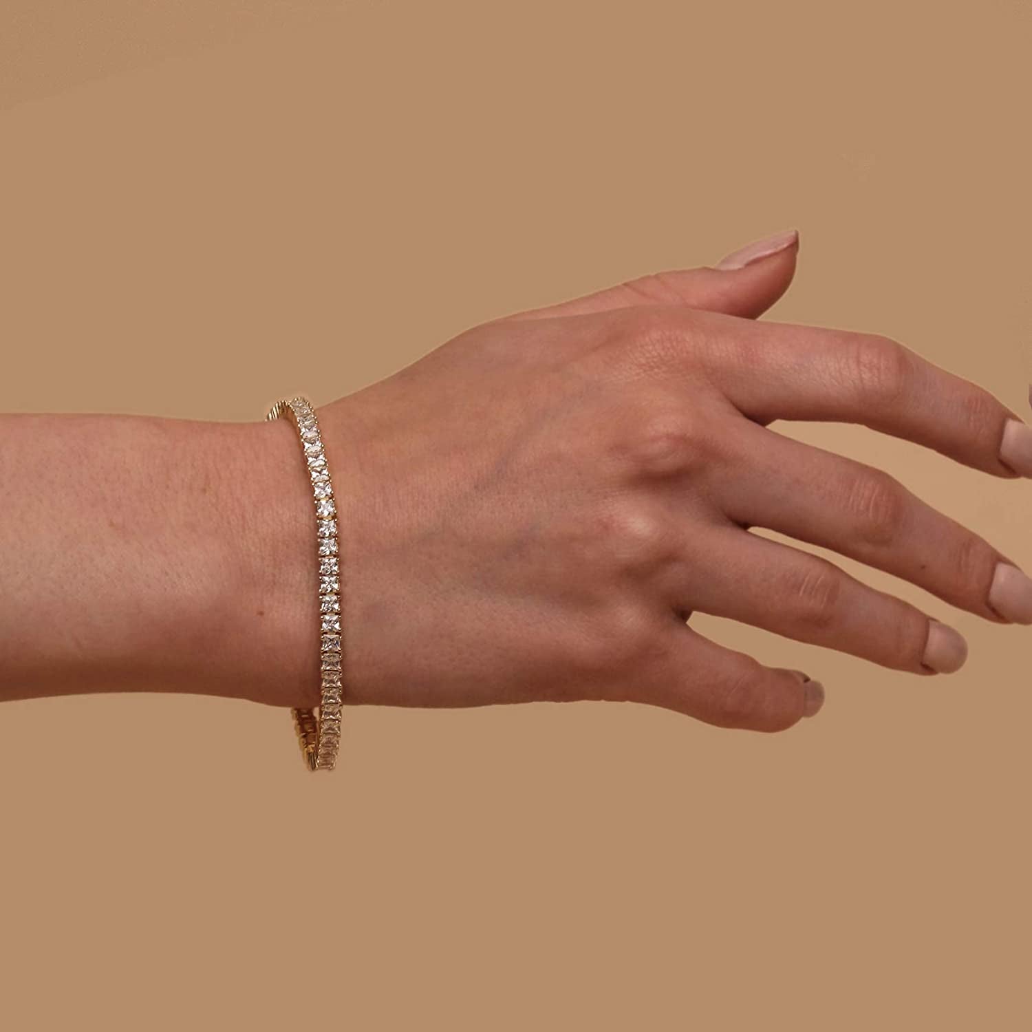 PAVOI 14K Gold Plated Princes Cut Cubic Zirconia Classic Tennis Bracelet | Gold Bracelets for Women | 3Mm CZ, Size 6.5-7.5 Inch Apparel & Accessories > Jewelry > Bracelets PAVOI   