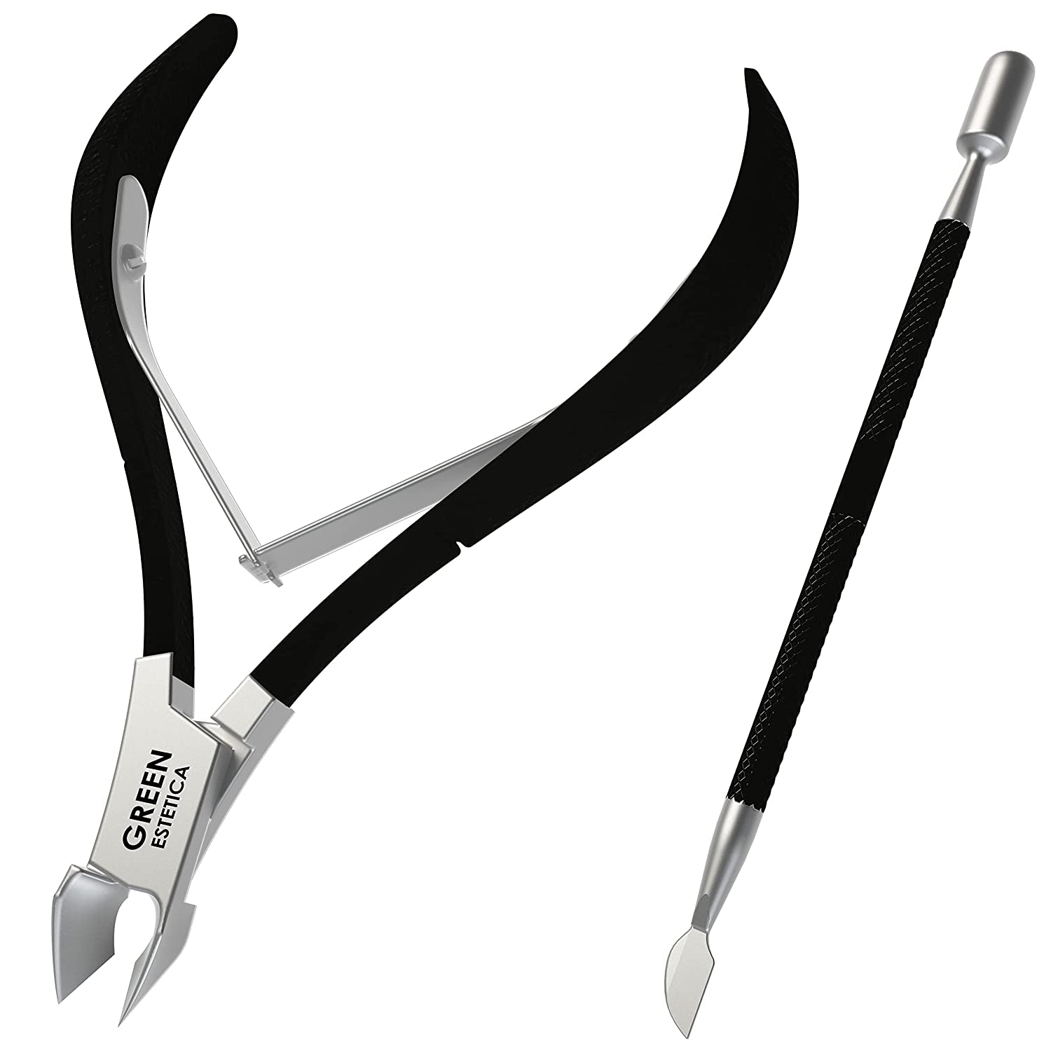 Nail Cuticle Trimmer Professional Cuticle Cutter Stainless Steel Cuticle Nippers with Sharp Blades and Double Spring Cuticle Clippers for Nail Care Pedicure Manicure Nail Tools (Silver) Health & Beauty > Personal Care > Cosmetics > Cosmetic Tools > Nail Tools GREEN ESTETICA Black  