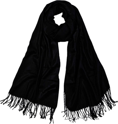 SOJOS Women Large Soft Cashmere Feel Pashmina Shawls and Wraps Winter Scarf for Evening Dresses SC304 Apparel & Accessories > Clothing Accessories > Scarves & Shawls SOJOS C2 Black  