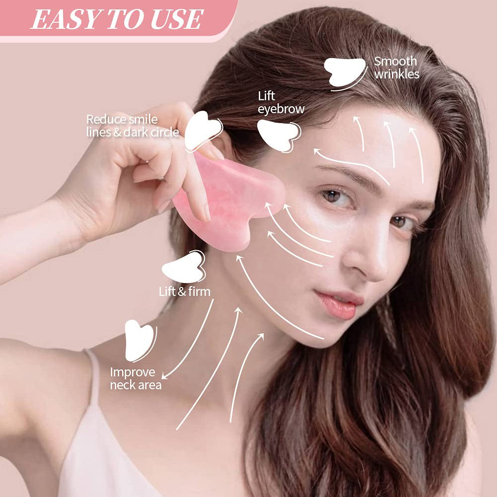 Pink Gua Sha Scraping Face Massage Tool – Rose Quartz Facial Massager Tool -Traditional Scraper Tool for Anti-Aging, Wrinkles,Skin Tightening, Lift Firming,Eye Puffiness Treatment Health & Beauty > Personal Care > Cosmetics > Cosmetic Tools > Skin Care Tools Okela   